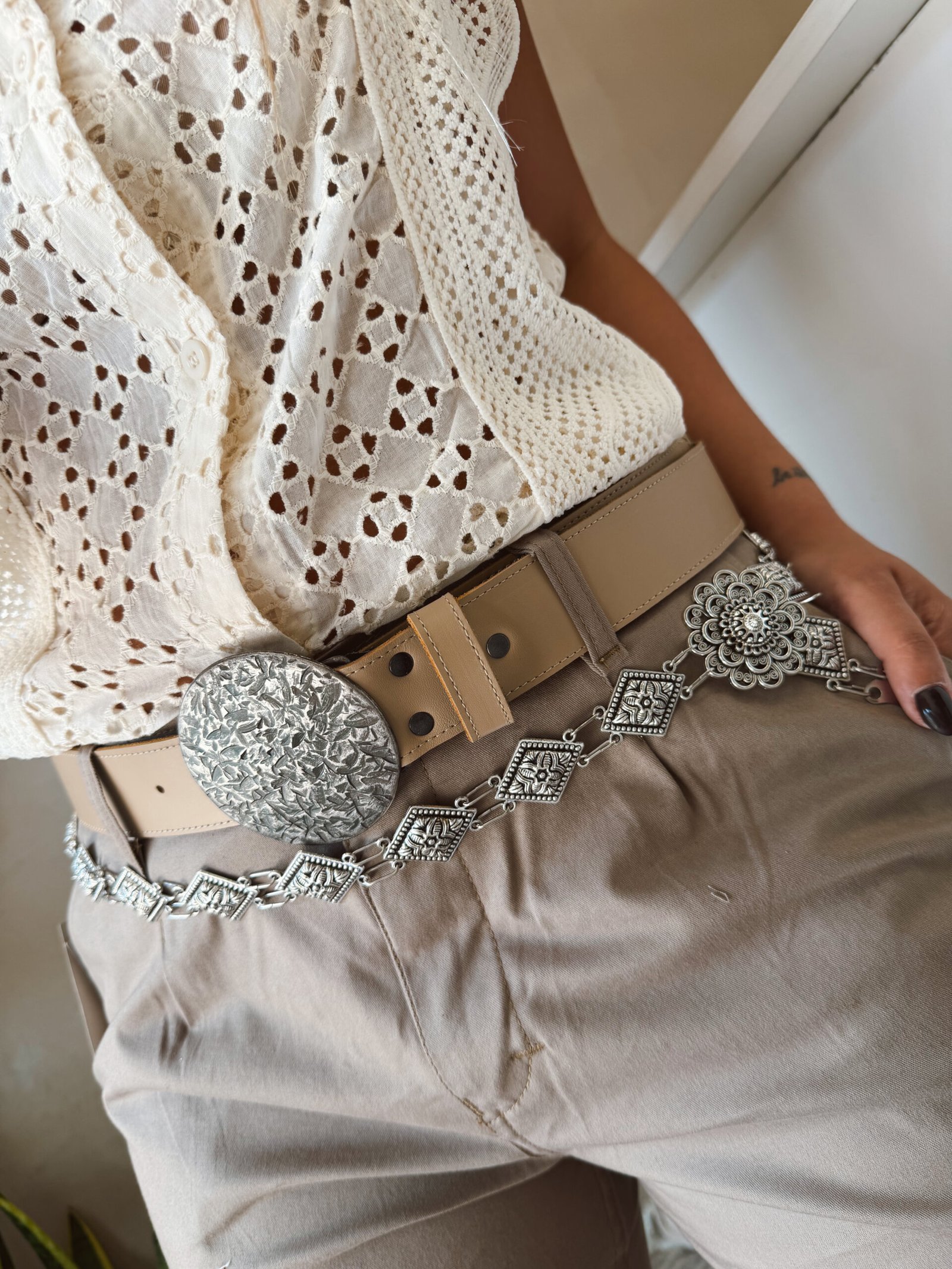 CINTO METALIZADO ROMBOS PLATEADO - Image 2