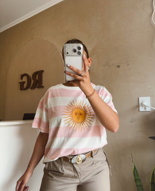 REMERA ALGODON SOL DE MAYO ROSA