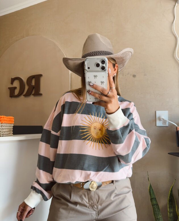 BUZO SOL RUSTICO ROSA-GRIS