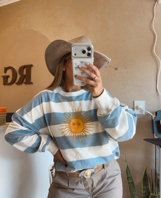 BUZO SOL RUSTICO BLANCO-CELESTE