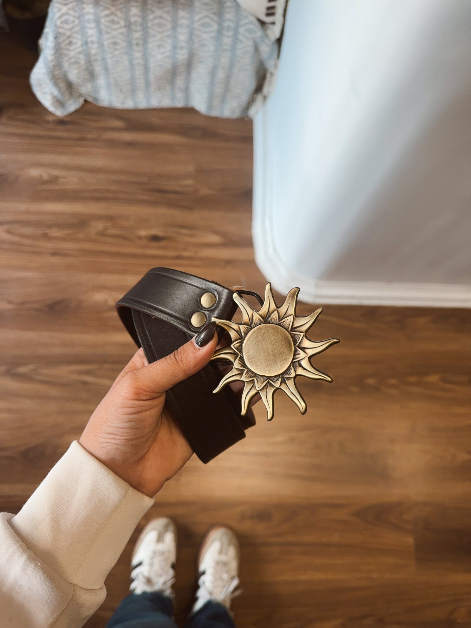 CINTO SOL LISO CUERO MARRON