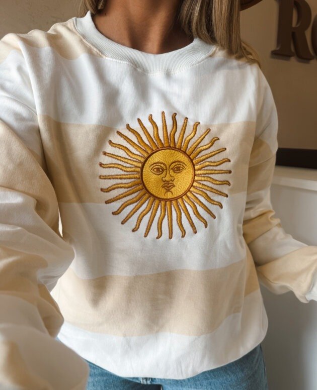 BUZO ALGODÓN RÚSTICO SOL BORDADO AMARILLITO