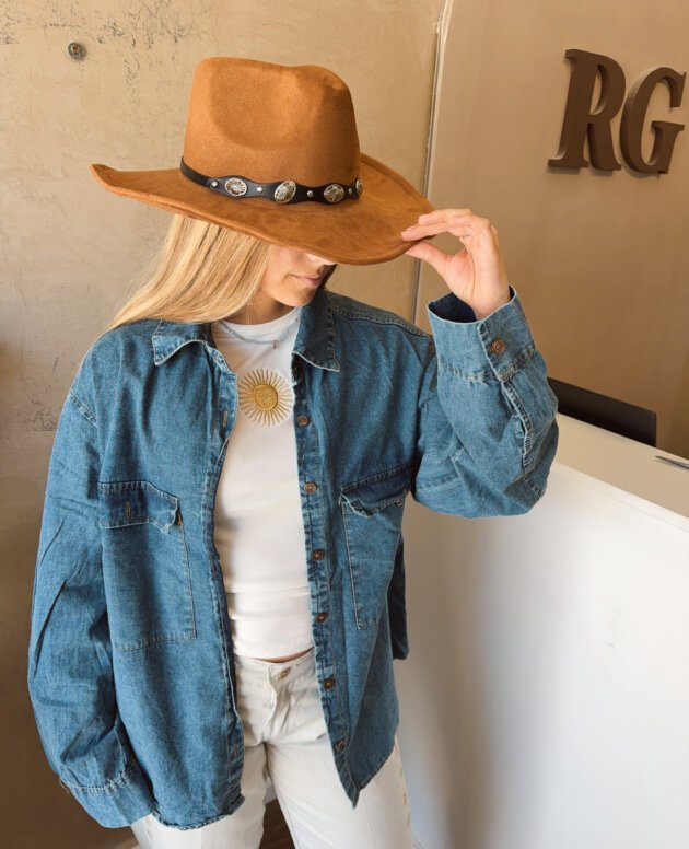 CAMISA JEANS AZUL NEVADO BORDADA