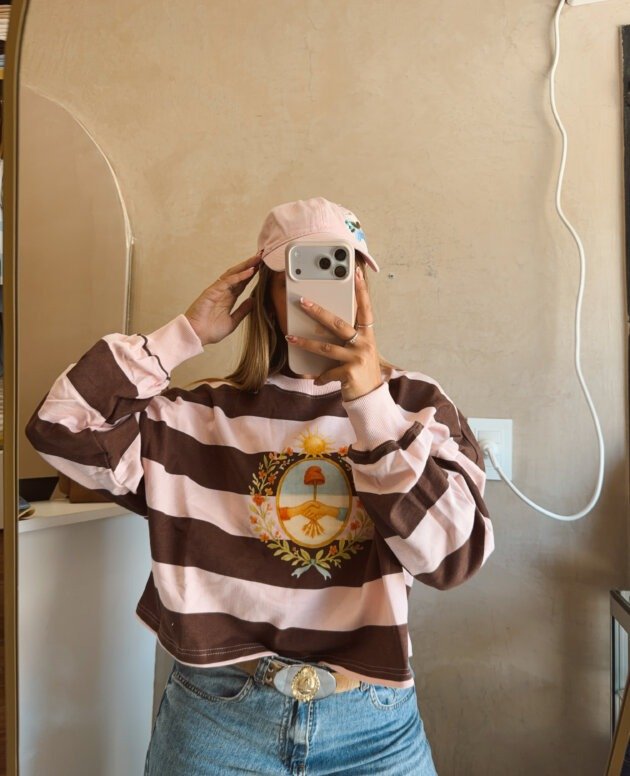 BUZO ESCUDO NACIONAL ROSA Y MARRON