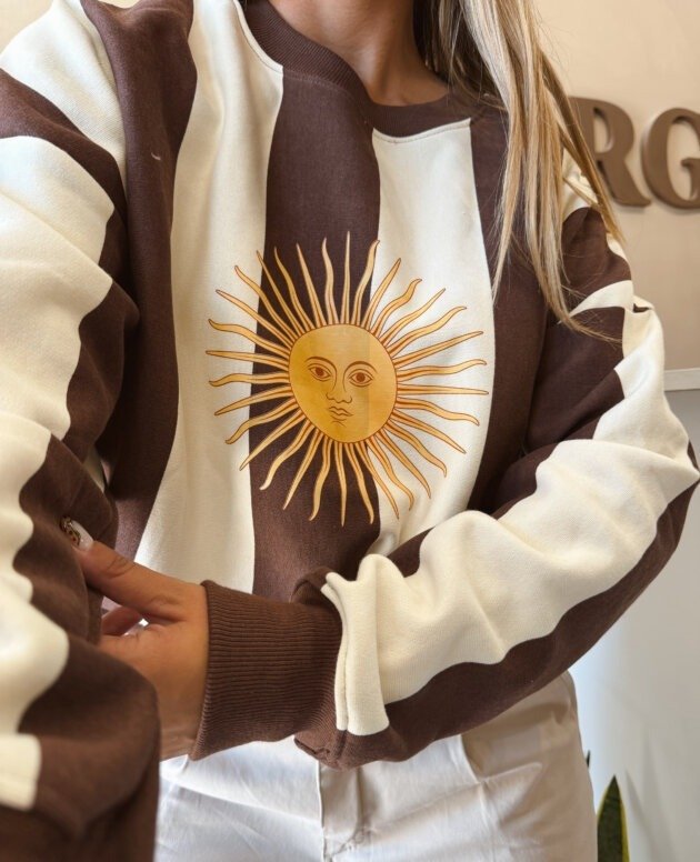 BUZO RAYADO SOL MARRÓN NATURAL