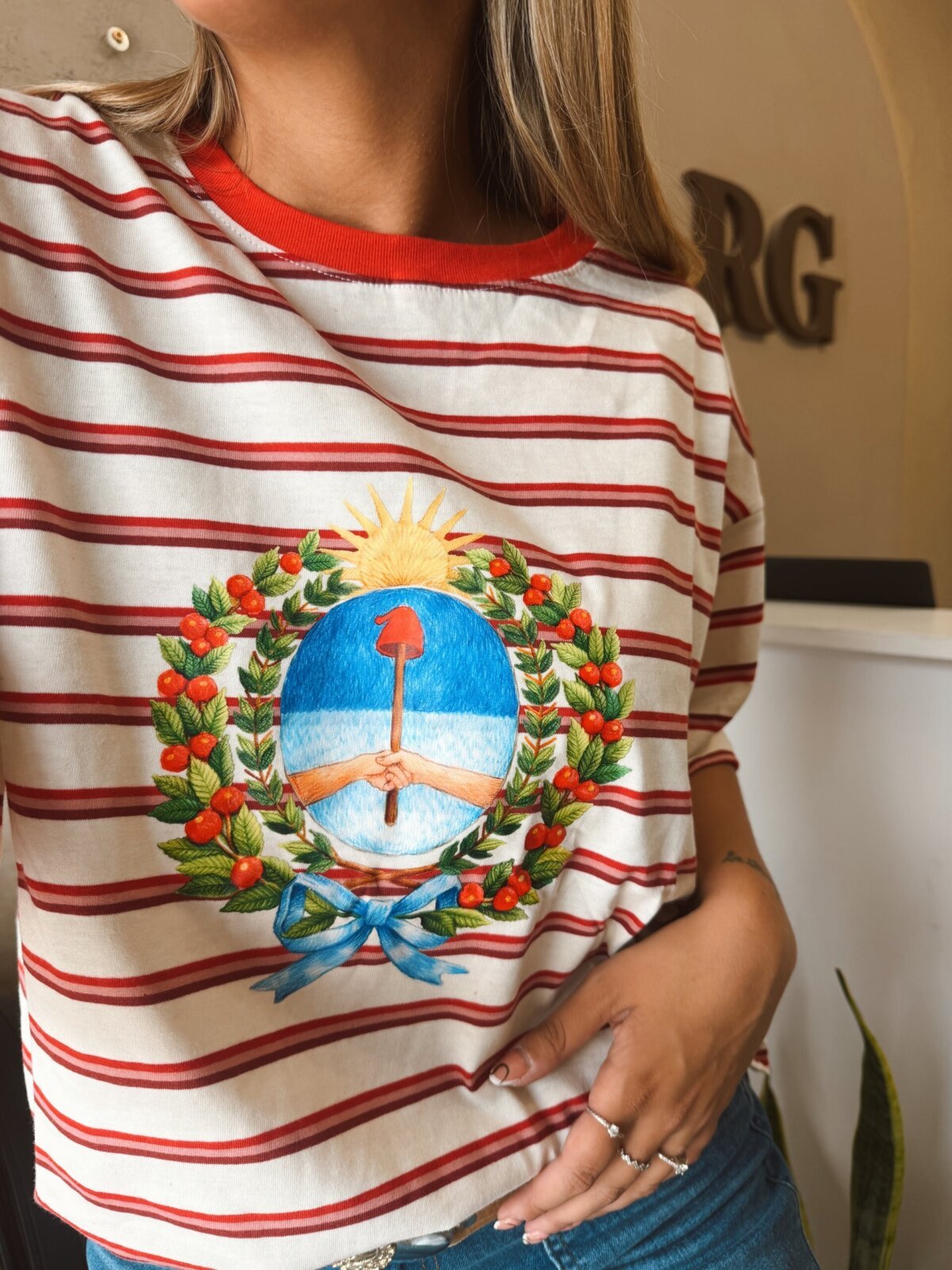 REMERA RAYADA ROJO ESCUDO COLORES - Image 3