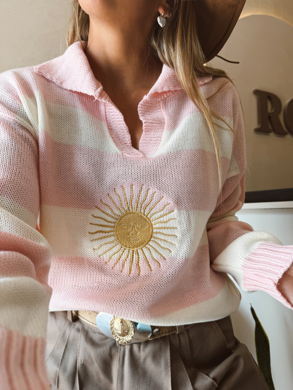 SW SOL DE MAYO RAYADO ROSA Y NATURAL