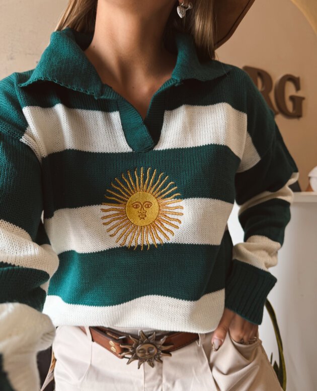 SWEATER SOL DE MAYO RAYADO VERDE
