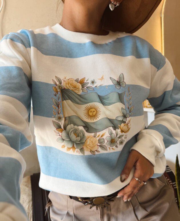 BUZO RAYADO BANDERA Y FLORES
