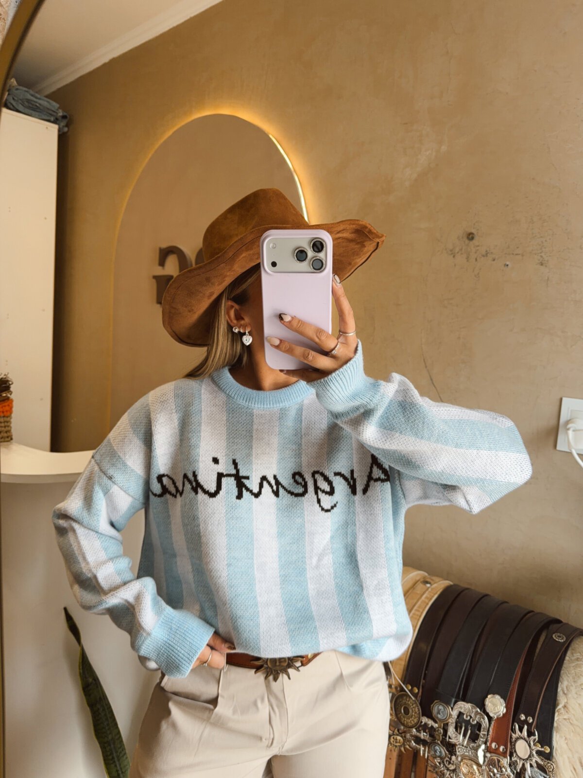 SWEATER ARGENTINA CELESTE Y BLANCO - Image 2