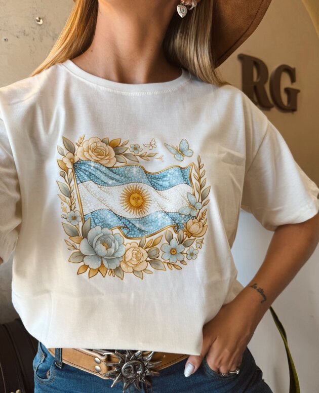 REMERA BANDERA ARG BRILLOS