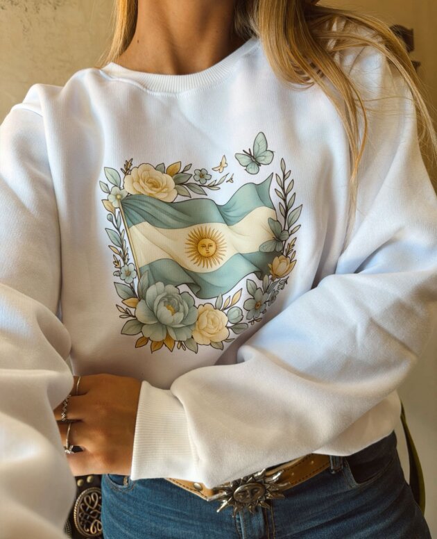 BUZO BLANCO BANDERA ARG FRISA