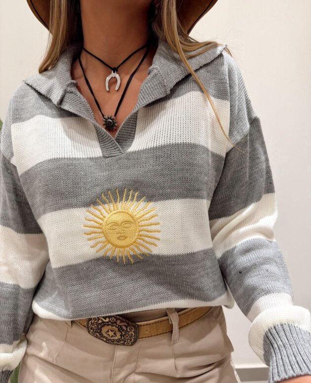 SWEATER SOL RAYADO GRIS