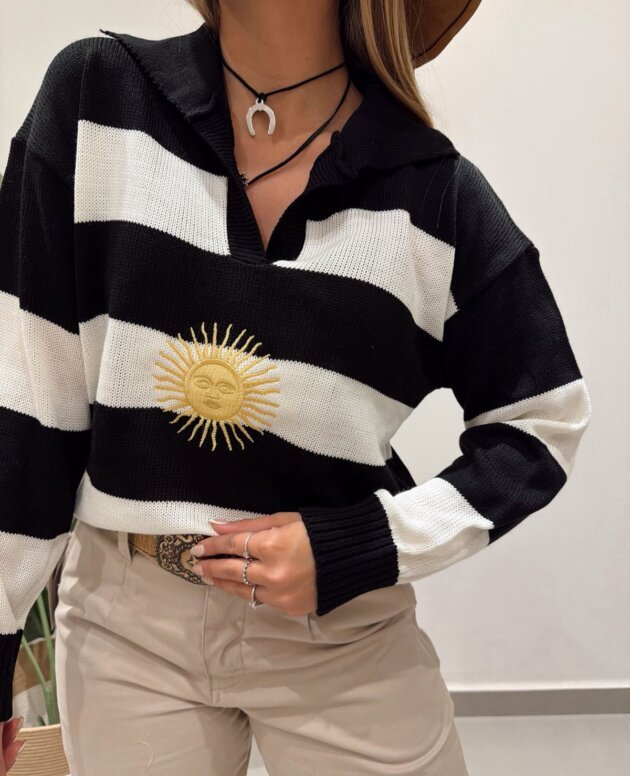 SWEATER SOL RAYADO NEGRO