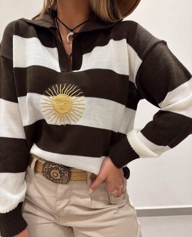 SWEATER SOL RAYADO CHOCOLATE