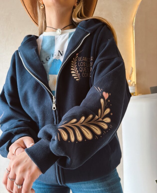 CAMPERA CORAZON ESPALDA FRISA AZUL