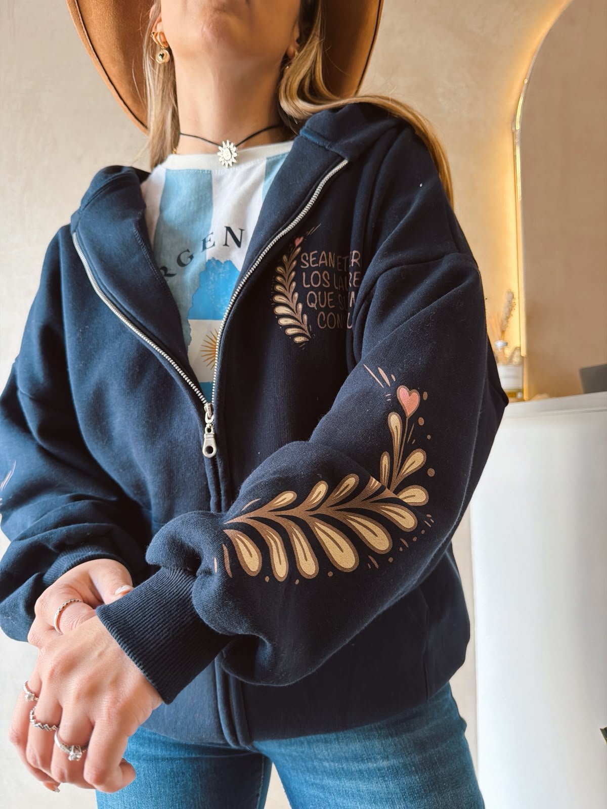 CAMPERA CORAZON ESPALDA FRISA AZUL