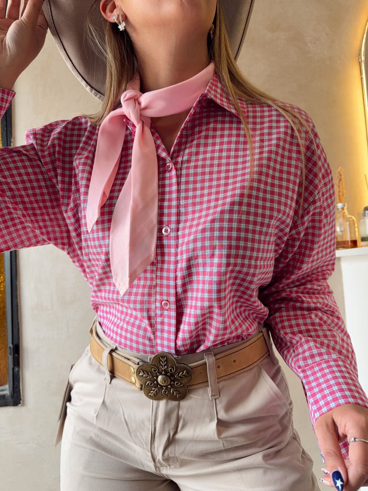 CAMISA A CUADROS FUCCIA - Image 2