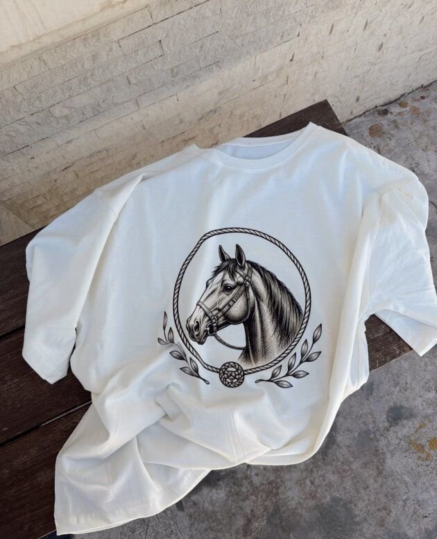 REMERA CABALLO CIRCULO CREMA, UNISEX