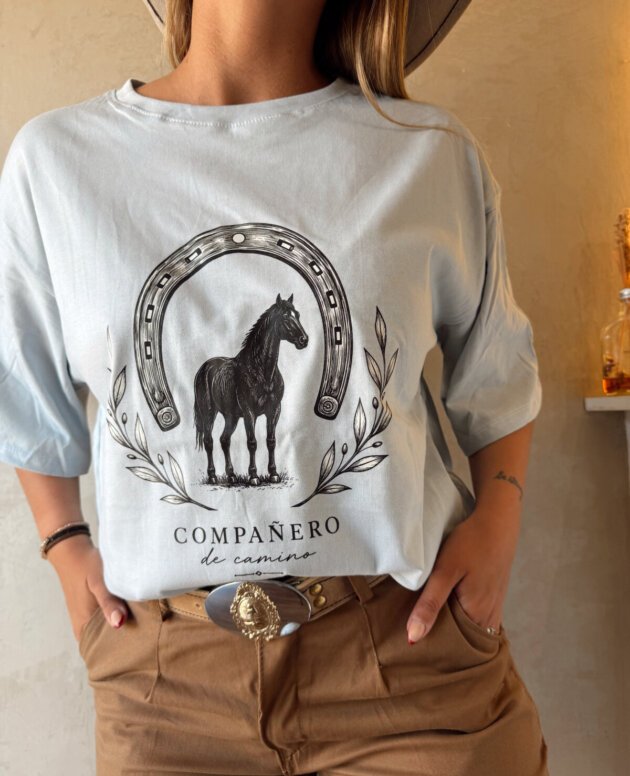 REMERA COMPAÑERO DE CAMINO GRIS